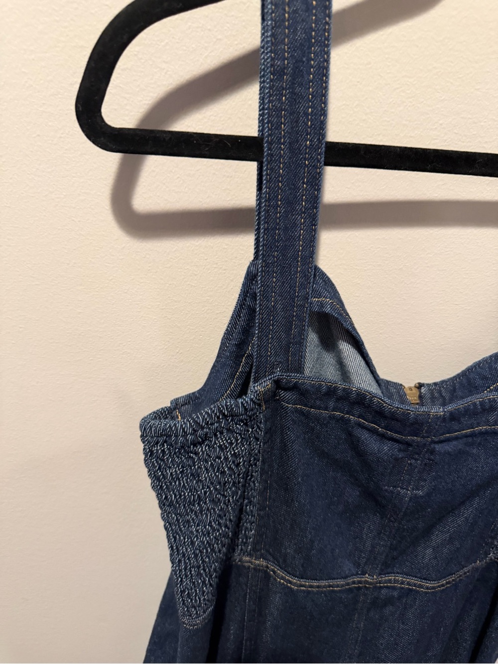 Gap size Large Dark Wash Denim Zip Front Maxi Dress Sleeveless Panel Seam Midi - Picture 6 of 6